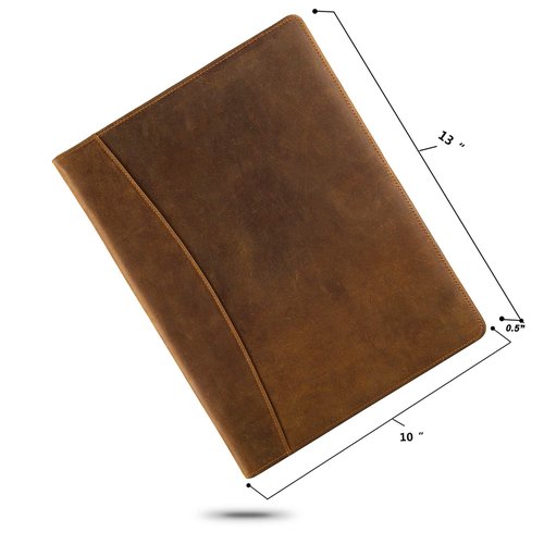 Jack&Chris Leather Portfolio, A4 Document Folder Legal Pad Padfolio, Professional Writing Letter Notepad Clipboard Sleeve Organizer, Resume Folio Binder for Men&Women,JC1823