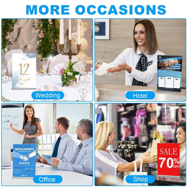 EHWINE Acrylic Sign Holder 8.5 x 11, 18 Pack Double-Sided Stand up Table Top Sign Holders, Clear Acrylic Picture Frame Menu Flyer Paper Holder Display Stand for Office Business Store Wedding Party
