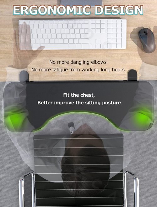 NODOCA Arm Rest for Desk, Ergonomics Wrist Rest, Desk Extender, Soft Sponge Built-in, Comfortable Arm Support for Desk, Wrapped in Eco-Friendly Leather, Foldable Elbow Rest for Desk(1, Black, 26.5'')
