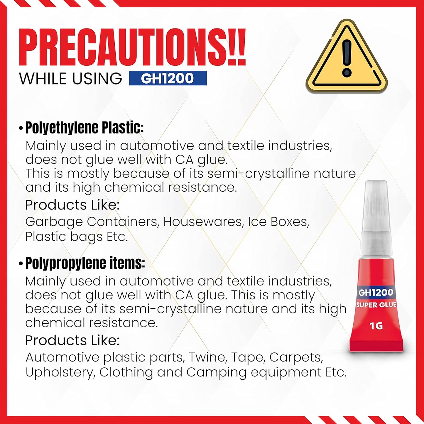 1 Gram (Pack of 24) Single Use Super Glue All Purpose - Superglue - Ca Glue Thick & Strong Adhesive for DIY Craft, Ceramics, Frame, Leather, Metal Etc