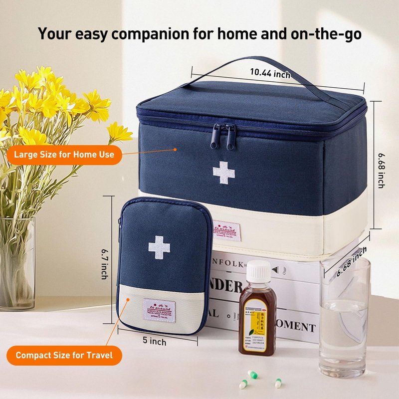 HSOOVZN Medication Organizer Storage Bag,Large Capacity Portable Pill Bottle Organizer with Hand, Empty First Aid Kit for Home and Travel