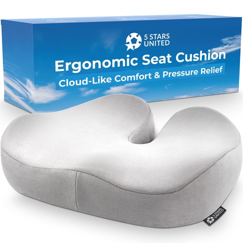 5 STARS UNITED Half Moon Bolster Semi-Roll Pillow and Seat Cushion for Office Chair, Bundle