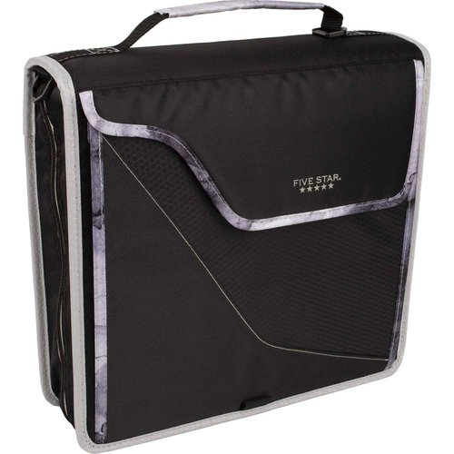 Five Star Zipper Binder, 3 Inch 3-Ring Binder, Expandable Plus Removable Padded Device Case and Expanding File, 700 Sheet Capacity, Includes Multi-Use Strap, Black/Gray (29296IT8) (Pack of 2)
