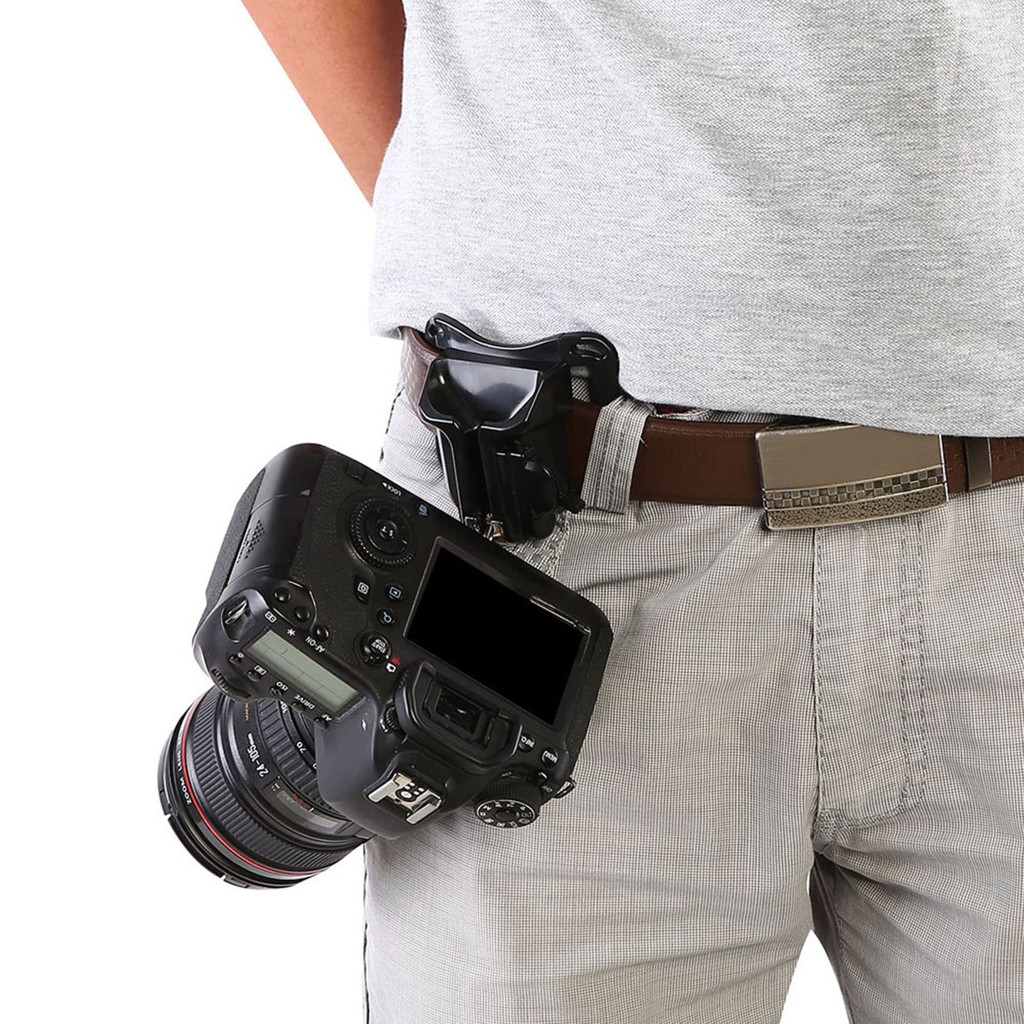 POCREATION Camera Waist Belt Holster Holder, 1Pc Camera Hanger 1/4in Screw Mount Quick Release Waist Belt Buckle Holder for DSLR