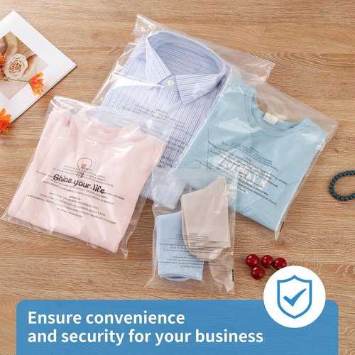 iMailer Clear Poly Bags - 200 Pcs Self-Seal 8" x 10" with Suffocation Warning for Clothing & Crafts