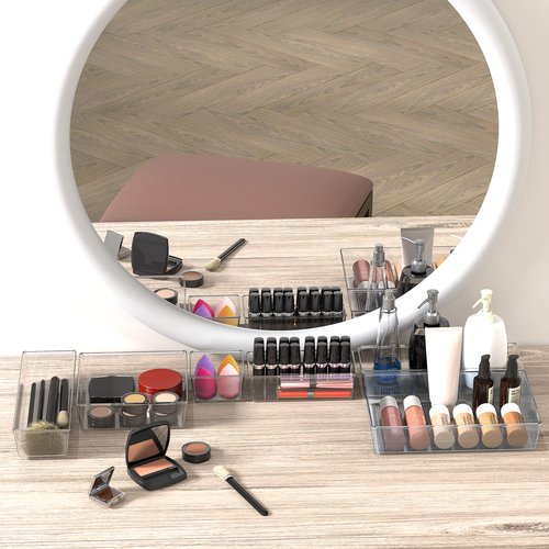 Simple Houseware 30 PCS Clear Plastic Drawer Organizers Set, 5-Size for Makeup, Bathroom, Bedroom and Office