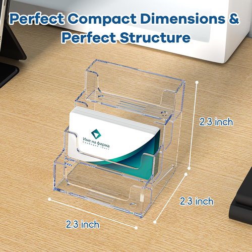 Uaimvie Acrylic Business Card Holder for Desk, Clear Plastic Business Card Stand with 4 Tier, Multiple Business Display Holder for Exhibition, Office and Hotel, 2 Pack