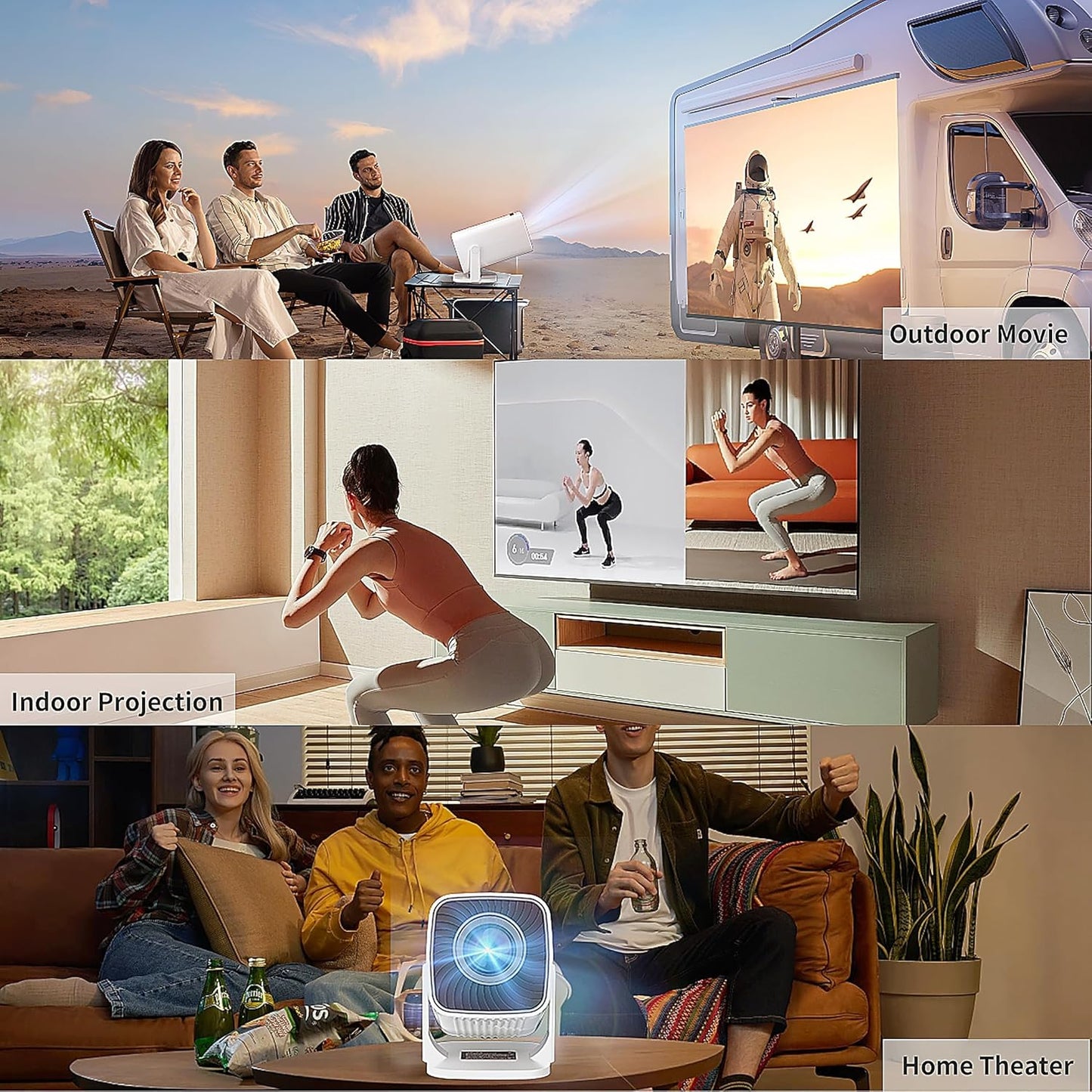 Skiennix Mini Projector - Portable 4K Outdoor Movie Projector | Compatible with Smartphones & Laptops
