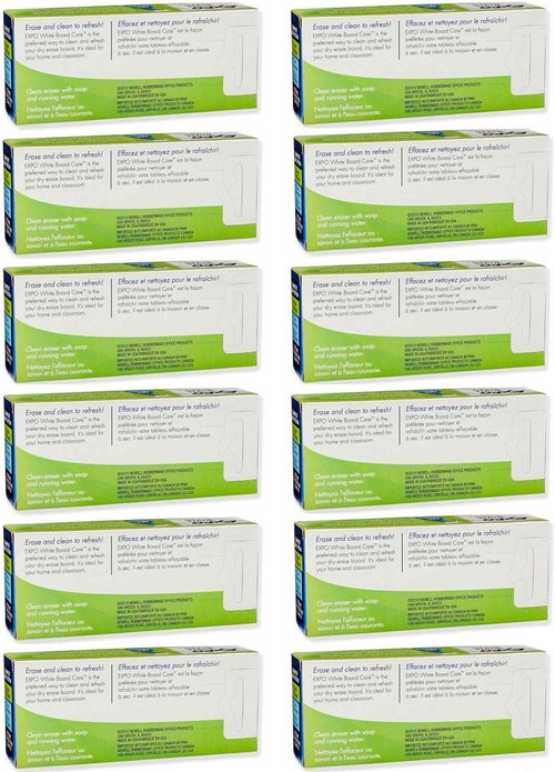 Expo 81505 Block Eraser Dry Erase Whiteboard Board Eraser, Soft Pile, 5 1/8 W x 1 4 H - Pack of 12