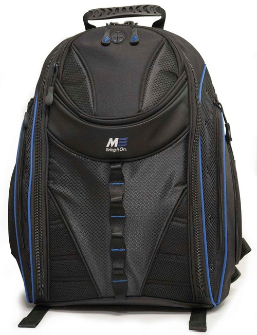 Mobile Edge Express 2.0 Laptop Backpack for Men and Women, Compatible with PC and Mac Laptops 16-17 Inch, Travel Work Business Computer Bag, MEBPE32, Black with Royal Blue Trim