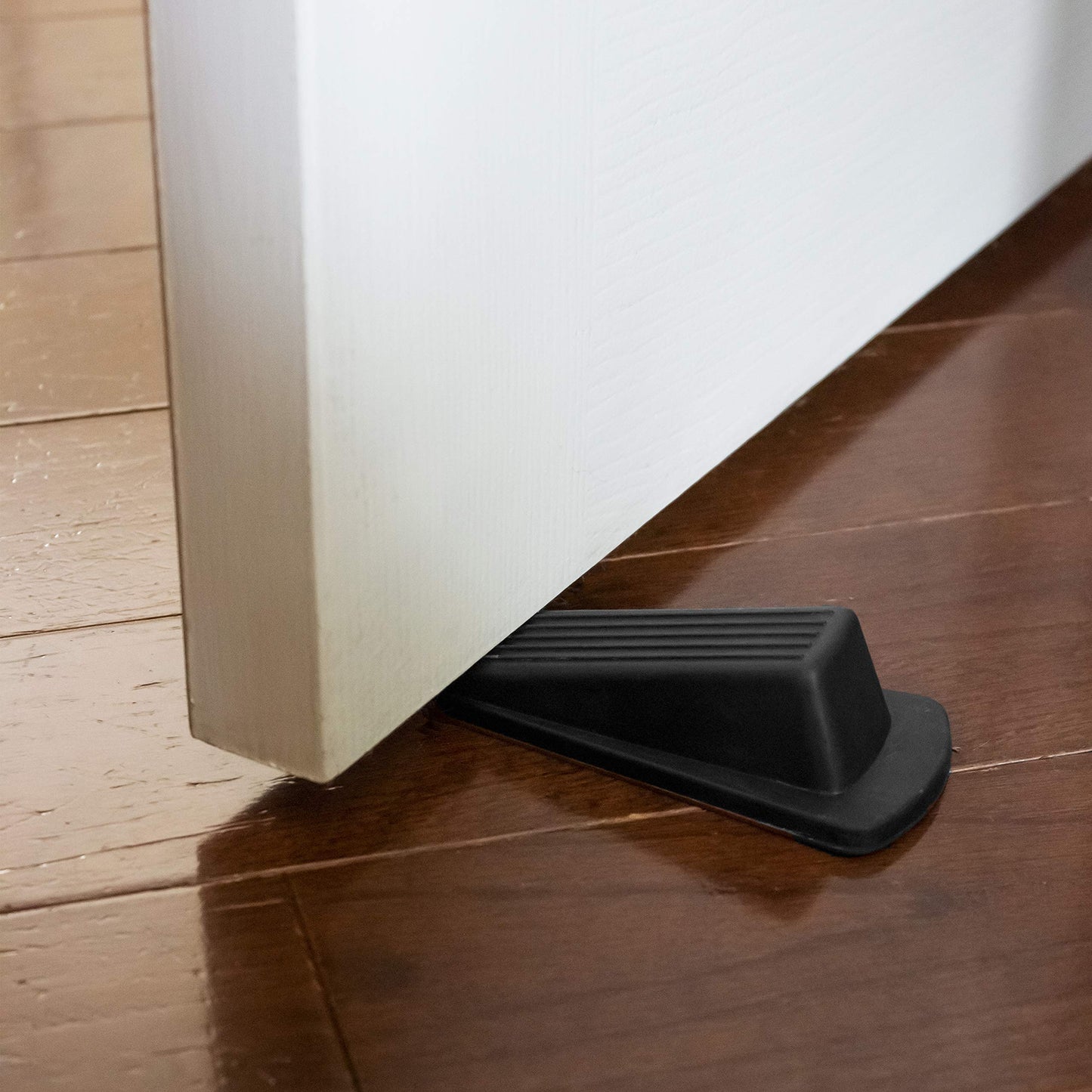 S&T INC. Heavy Duty Rubber Door Stopper for Residential and Commercial Use, Black, 4.8 in. x 2.2 in. x 1.3 in., 4 Pack