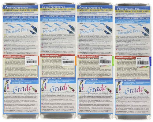 PILOT Parallel Calligraphy Pen Set, 1.5 mm, 2.4 mm, 3.8 mm and 6 mm with Bonus Ink Cartridge (P9005SET)