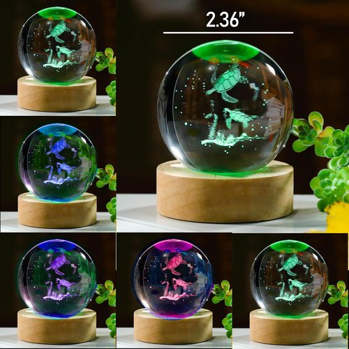 3D Sea Turtle Gifts for Women Crystals Ball - Sea Turtle Figurines Decor Glass Animals Figurine Cat Stuff for Room Birthday for Best Friend Lovers Keepsake Paperweight