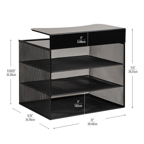 Mind Reader Slide-On Under Desk File Organizer, No Tools Required, Hanging Storage for Laptops, Folders, and Notebooks, Metal, Black