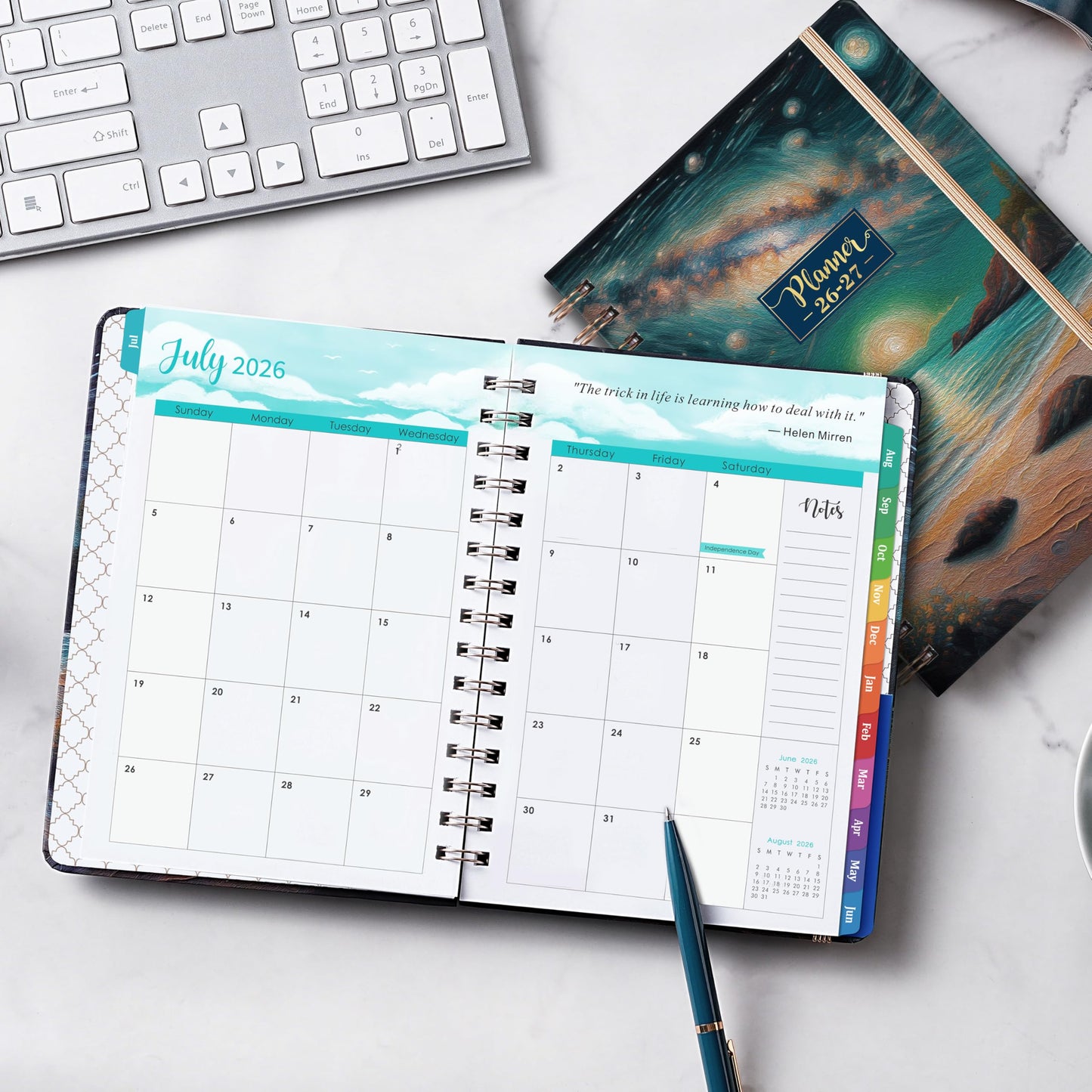 Planner 2026-2027 - Academic Planner 2026-2027, July 2026 - June 2027, 8.4" x 6.3", 26-27 Planner Weekly and Monthly, 26-27 Calendar Planners with Colorful Tabs, Pocket, Hardcover - Dreaming Sea