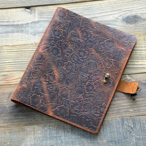 JJNUSA Leather A4 3 Ring 8.5" x 11" Binder Organizer Holder Writing Portfolio Multi Document Case with Removable Binder