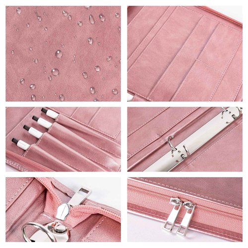 Planner Binder,Padfolio for Women,Leather Binder 3 Ring, A4 Binder Planner with Laptop Pocket,Legal Size Portfolio Organizer,Business Portfolio for Women,Rose Gold