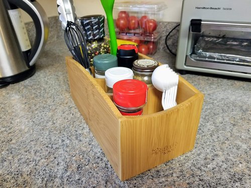 Natural Bamboo Organizer | Kitchen Counter Utensil Storage | Home Office Stationery Desk Caddy | Living Room Table Accessory Remote Holder by Splash Soup
