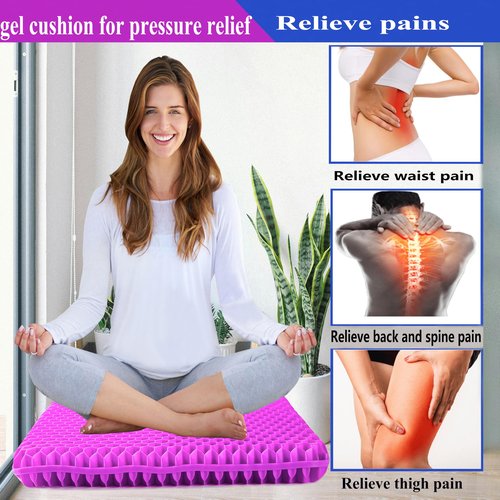 Plus Size Gel Seat Cushion for Long Sitting, Extra Large and Thick Pressure Relief Seat Cushion for Back, Hip, Sciatica, Tailbone Pain, Use for The Office, Wheelchair, Car, Trip, Recliner.(Pink)