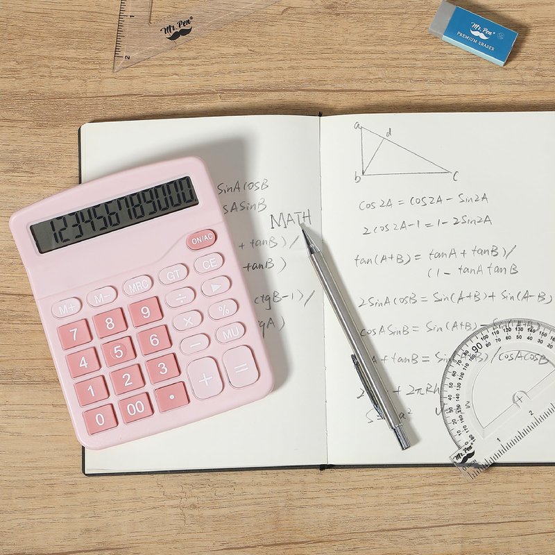 Mr. Pen- Calculator, Pink, Calculators Large Display