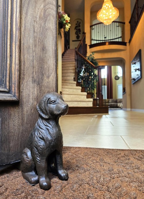 Lulu Decor, Cast Iron Dog with Tail Doorstop, Antique Black