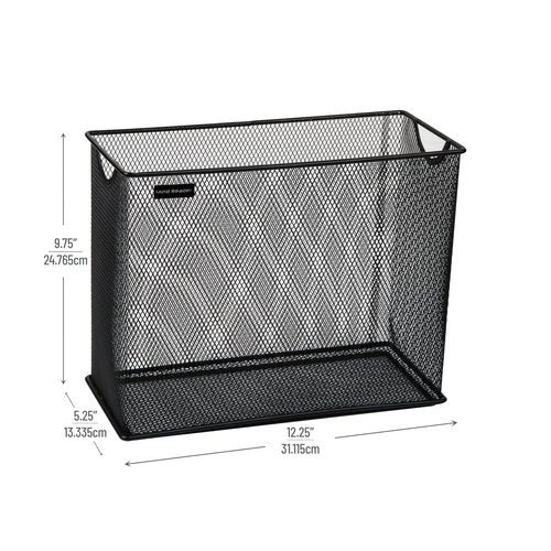 Mind Reader Vertical File Storage, Desktop Organizer, Hanging Files, Office, Metal Mesh, 12.25"L x 5.5"W x 10"H, Black