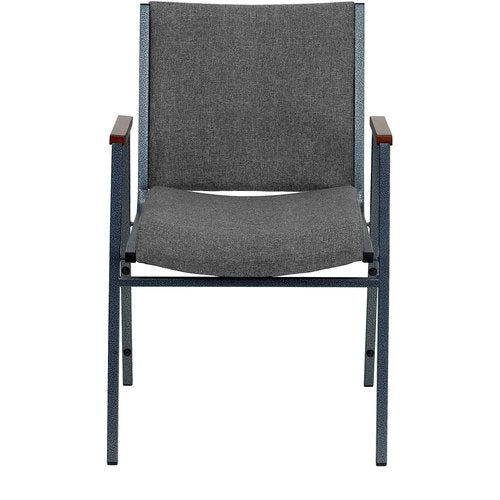 Flash Furniture HERCULES Series Heavy Duty Gray Fabric Stack Chair with Arms and Ganging Bracket