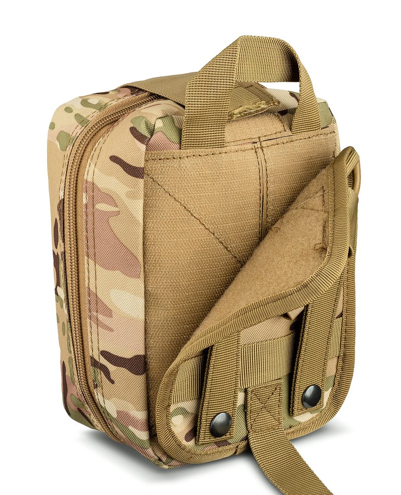 Scherber Premium IFAK Kit Trauma Pack Fully Stocked MOLLE Pouch w/CAT Tourniquet, HyFin Vent Chest Seal, & Israeli Bandage Trauma Kit for Emergency, Gunshot, Bleeding, & Major Wound Care (Camouflage)