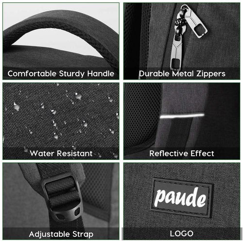 Paude Backpack for Men and Women,School Backpack for Teens,15.6 inch Laptop Backpack with USB Charging port for Business College Travel