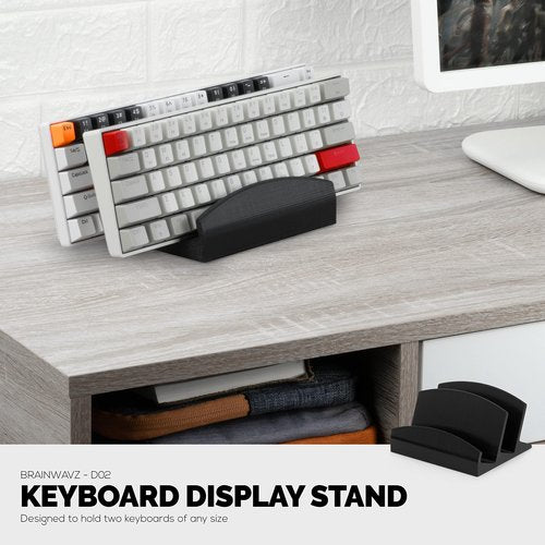 BRAINWAVZ Dual Desktop Keyboard Stand Holder, Suitable for Small Gaming Keyboards and Large Full-Size Boards, Organize Your Workspace and Keeping it Clutter-Free (D02)