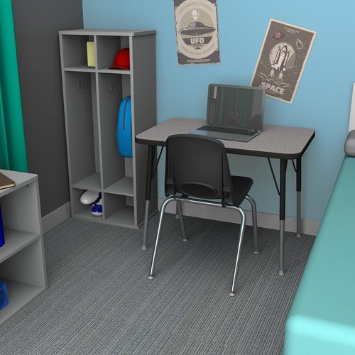 FDP Rectangle Activity School and Office Table (24 x 36 inch), Standard Legs with Swivel Glides, Adjustable Height 19-30 inches; Quick Ship Single Box - Gray Top and Black Edge