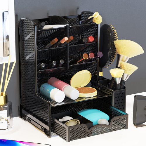 Simple Houseware SHW 6-Compartment Desktop Organizer with Drawer, Black