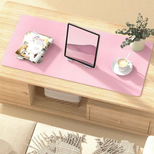 Roslim Leather Desk Pad Protector,Mouse Pad,Non-Slip Computer Mat for Desk,PU Leather Office Desk Mat for Home & Office,Waterproof Laptop Desk Blotter Pad for Keyboard and Mouse,Pink (13.7''X23.6'')