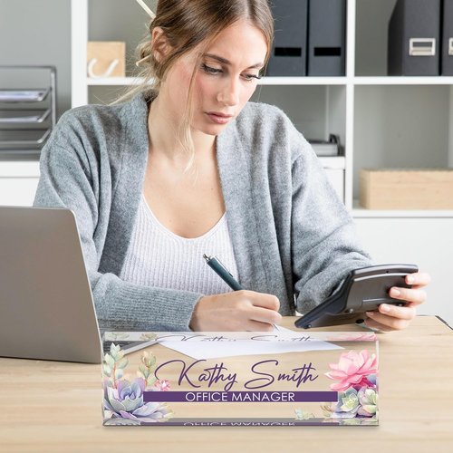 A-Blooming Personalized Desk Name Plate - Custom Acrylic Office Accessory | Unique Gifts for Coworkers & Teachers