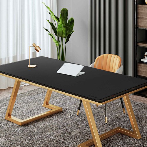 Mydours Giant Desk Mat, 63 x 28 inch Extended PU Leather Desk Pad, Gaming Desk Mat for Home Office Desk, Mouse Pad for Home Office & Computer Workstation, Extra Pad for Standing Desk (Black)