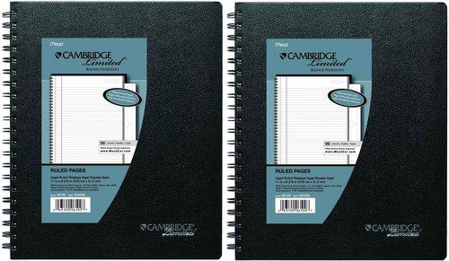 Cambridge Limited Business Notebook, 8-1/2" X 11", Hard Cover, Wirebound, Black (06100) (Twо Расk)