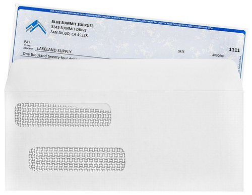 500#8 Self Seal Double Window Security Envelopes Designed for QuickBooks Checks - Computer Printed Checks - 3 5/8 X 8 11/16 (Not for Invoices)