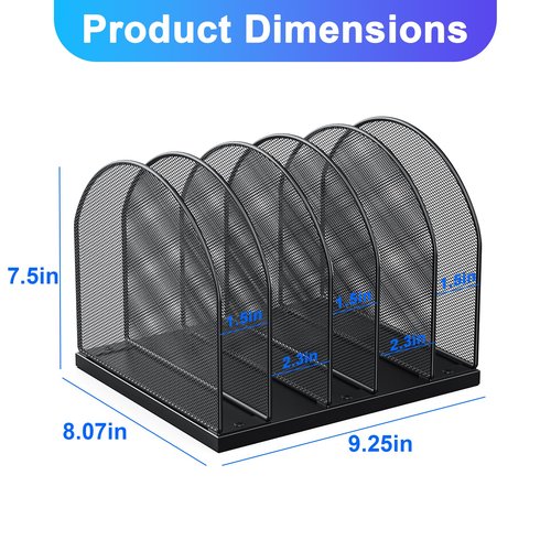 gianotter Desktop File Organizer, Desk Organizer with 5 Compartments, Paper Organizer for Desk, Workspace Organizers for Office Supplies (Black)