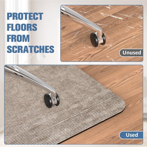 Placoot Corduroy Office Chair Mat, 35x55 Inch, Light Brown, Anti-Slip Rubber Base for Hard Floors, Desk Mat by Placoot