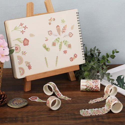 Mr. Pen Washi Tape Stickers - 5 Rolls with 40 Decorative Stickers Each for Planners & Crafts