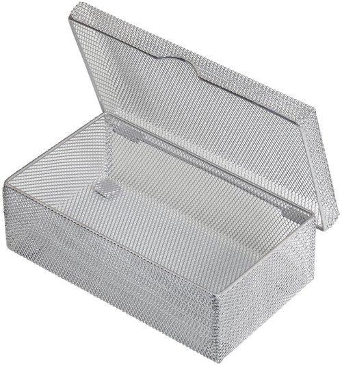 Ybm Home Silver Hinged Mesh Pencil, Markers, Pens Storage Box, School Supply Holder Office Desktop Organizer 2307 (1)
