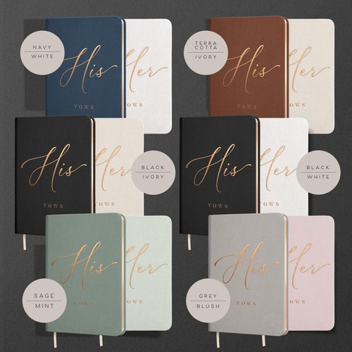 ARTESORI Vow Books His and Hers - Linen Wedding Vow Books Perfect as Bride & Groom Gifts, Wedding Registry Ideas - His & Hers Gifts Wedding Vow Book - Wedding Essentials & Accessories (White & Black)