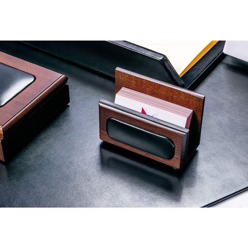 Dacasso Walnut and Leather Business Card Holder