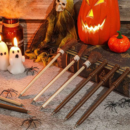 Seajan 30 Pcs Wand Ballpoint Pens and 30 Pcs Witch Broom Ballpoint Pens Wizard Party Favors for Teen Kids Birthday Gifts School Classroom Prizes Goodie Bag Fillers