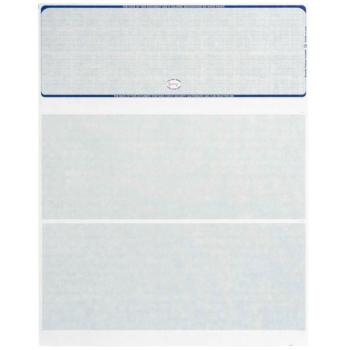 500 Blank Check Stock - Designed for Secure Computer Printed Checks with Quickbooks, and more - Blue Linen Pattern- 500 Sheets - 8.5 Inch x 11 Inch