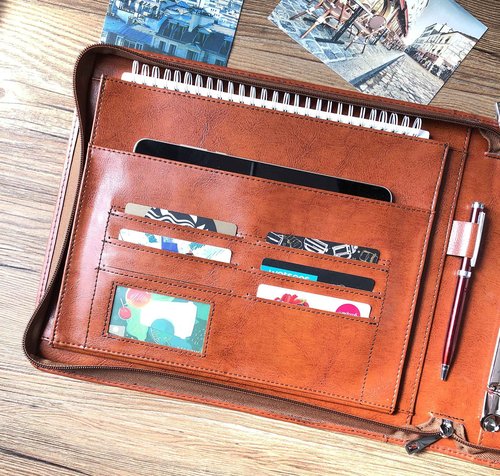 Vegan Leather Check Book Portfolio for 3 or 9 Ring Binders, Business Check Binder for 11 1/4"x9" (Custom)