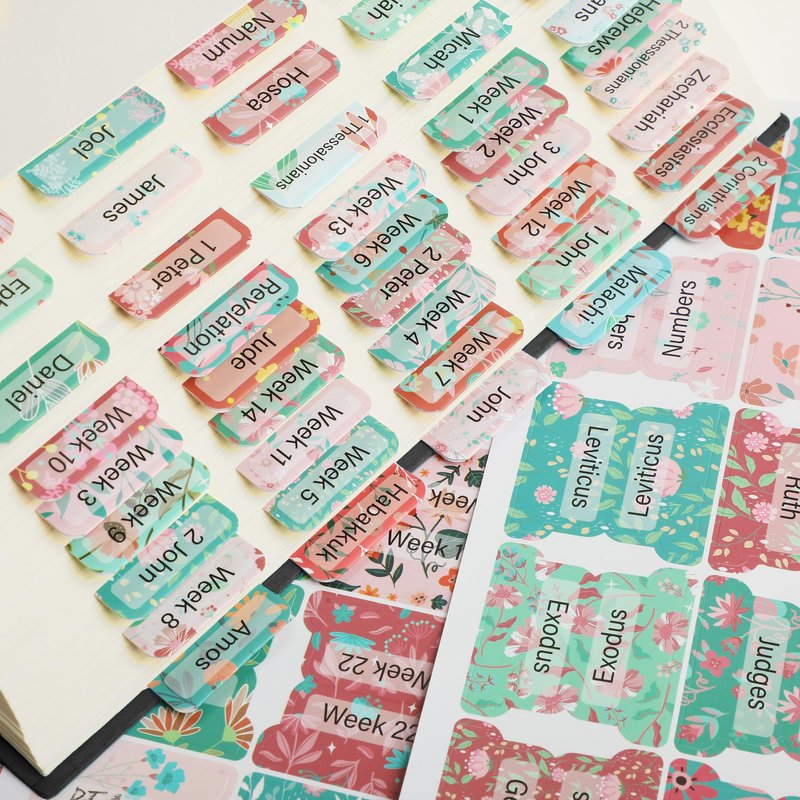 Mr. Pen- Bible Tabs, 120 pcs, Floral Design, Laminated Tabs for Women