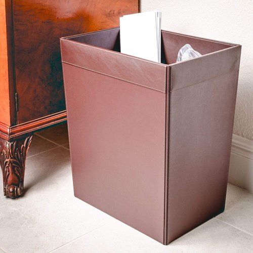 Dacasso A3432 32 Quart Waste Basket/Trash Can, 14.25 x 10.25 x 16.5, Brown
