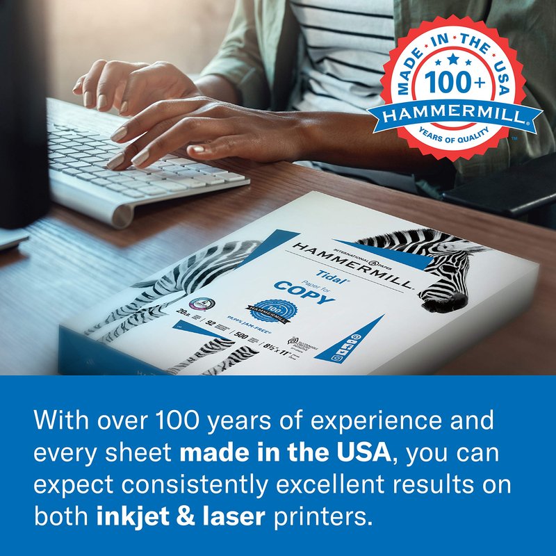 Hammermill Colored Paper, 20 lb Green Printer Paper, 3 Hole - 10 Ream (5,000 Sheets) - Made in the USA, Pastel Paper, 102947C