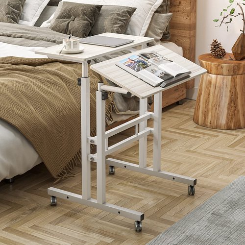 SDHYL Mobile Stand Up Desk, 24 inch Laptop Computer Desk Adjustable Standing Home Office Desks with Roller, Student Desk School Desk Simple Stand Up Desk Small Desks for Small Spaces